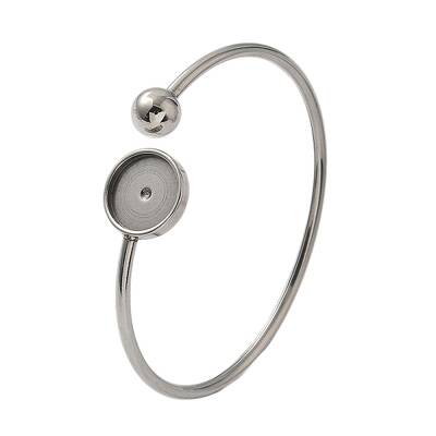 304 Stainless Steel Cuff Blank Bangle Bases with Round Tray