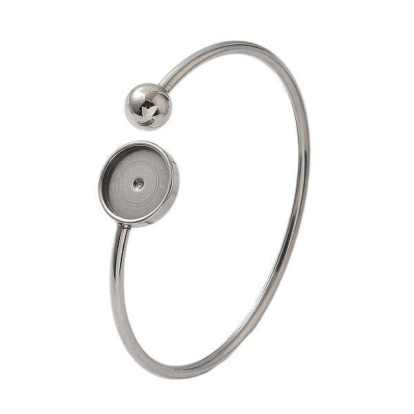 304 Stainless Steel Cuff Blank Bangle Bases with Round Tray
