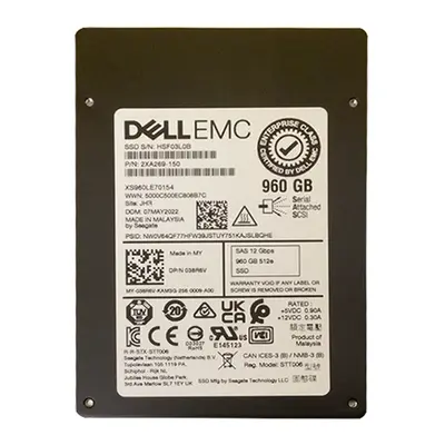 038R6V Dell 960GB SAS 12Gb/s MU 512e 2.5-Inch Solid State Drive