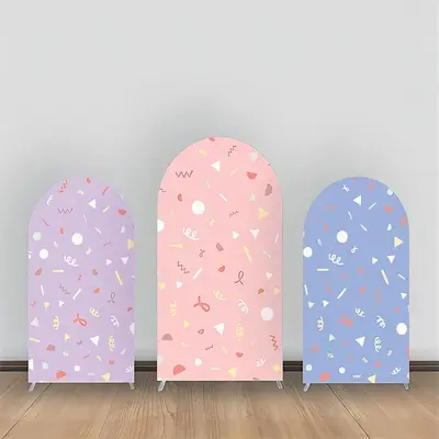 Pink Purple Blue Ribbons Birthday Arch Backdrop Kit - Aperturee