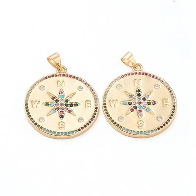 Brass Micro Pave Cubic Zirconia Pendants