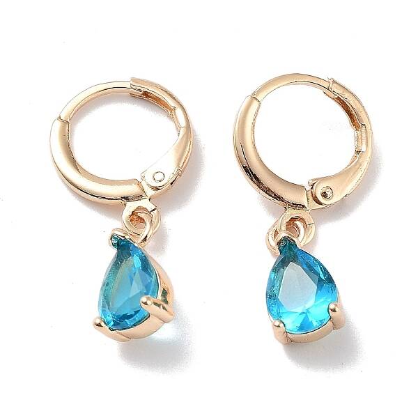 Real 18K Gold Plated Brass Dangle Hoop Earrings
