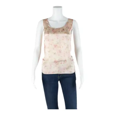 Womens Printed Vest Pink Sleeveless Faux Silk Crazy Pattern XS