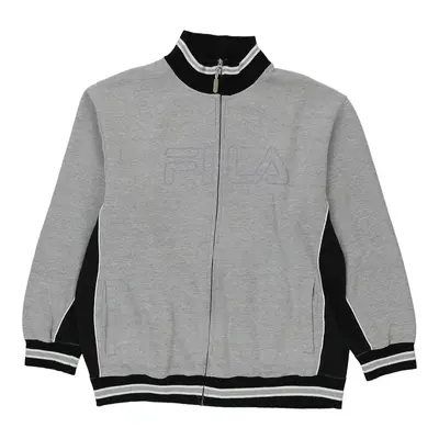 Fila Spellout Zip Up - XL Grey Cotton Blend