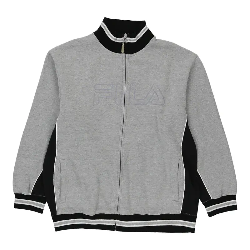 Fila Spellout Zip Up - XL Grey Cotton Blend
