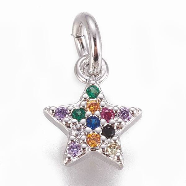 Brass Micro Pave Cubic Zirconia Charms