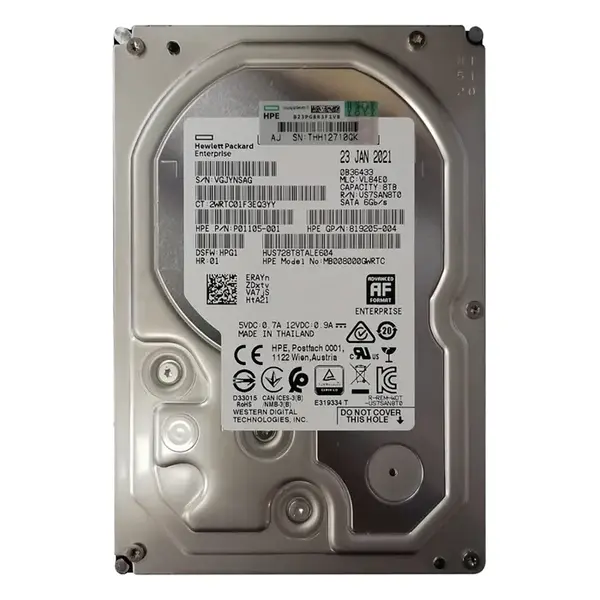 819205-004 HP 8TB 7200RPM SATA 6Gb/s 3.5-Inch Internal Hard Drive