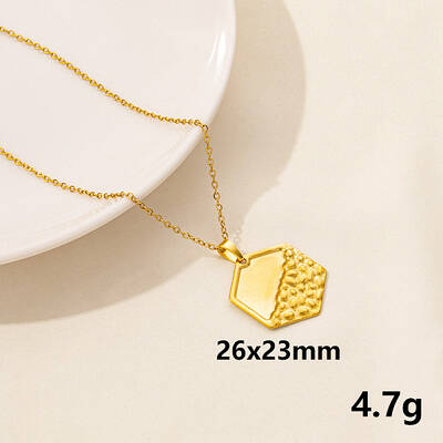 304 Stainless Steel Hexagon Pendant Necklaces
