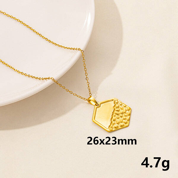 304 Stainless Steel Hexagon Pendant Necklaces