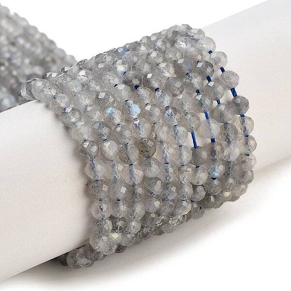 Faceted Round Natural Labradorite Bead Strands