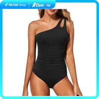 Holipick One Shoulder One Piece Swimsuit for Women Comfortable Tummy Control Bathing Suits Modest Full Coverage Keyhole Swimw...