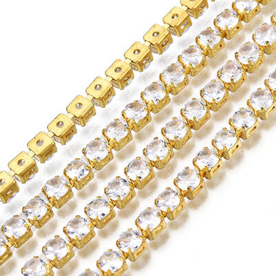 Flat Round Cubic Zirconia Strass Chains