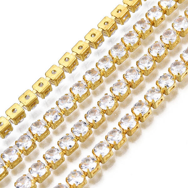 Flat Round Cubic Zirconia Strass Chains