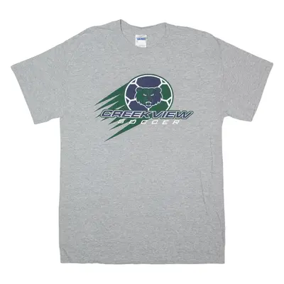 GILDAN Creekview Soccer T-Shirt Grey Short Sleeve Mens M