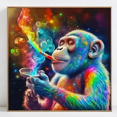 Colorful Monkey Pattern DIY Diamond Arts Colorful Painting Kit without Frame, DIY Diamond Arts Colorful Painting Kit, DIY ...