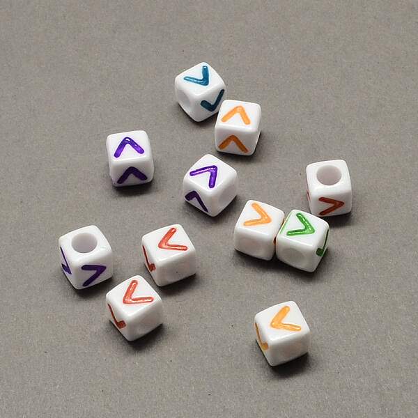 Large Hole Colorful Acrylic Letter European Beads