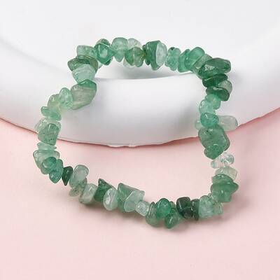 Unisex Chip Natural Green Aventurine Beaded Stretch Bracelets