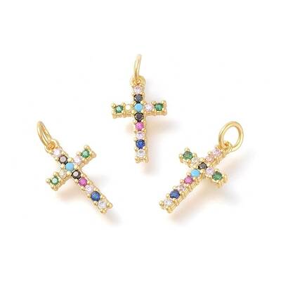 Brass Micro Pave Cubic Zirconia Pendants