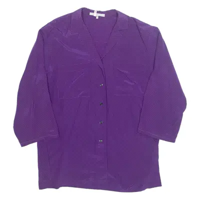LATAA STYLE Womens Printed Shirt Purple Collared 3/4 Sleeve Spotted S