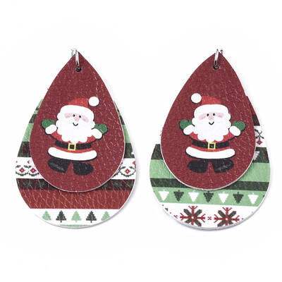 Christmas Theme PU Leather Big Pendants
