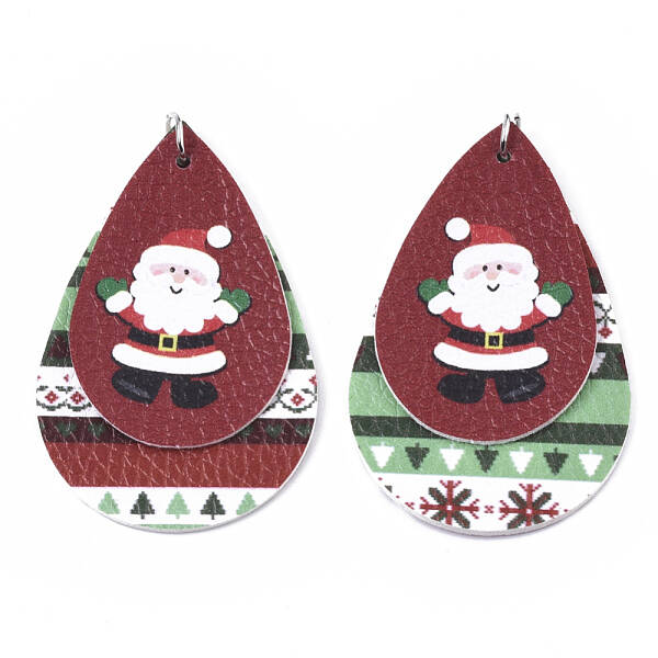 Christmas Theme PU Leather Big Pendants