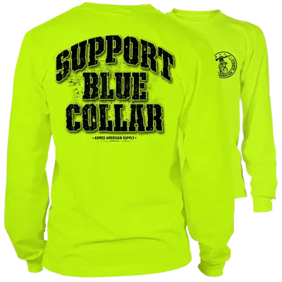 Support Blue Collar - Long Sleeve Hi-Vis T-Shirt