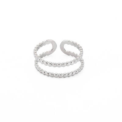 Non-Tarnish 304 Stainless Steel Double Line Open Cuff Ring for Women