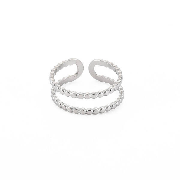 Non-Tarnish 304 Stainless Steel Double Line Open Cuff Ring for Women