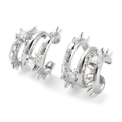 Brass Micro Pave Cubic Zirconia Cuff Earrings for Women