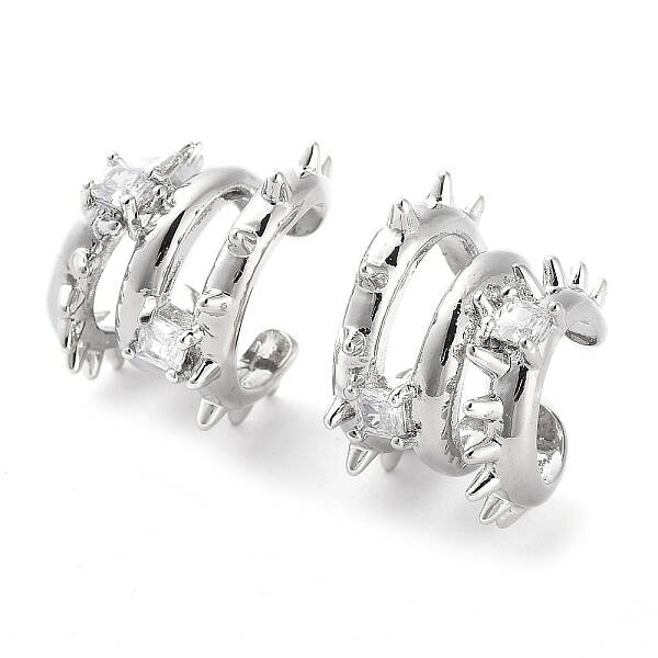Brass Micro Pave Cubic Zirconia Cuff Earrings for Women