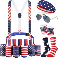6 Pcs Patriotic Beverage Beer Belt Costume USA Fanny Pack Outfit Beer belt for man 4th of July National Day Outdoor