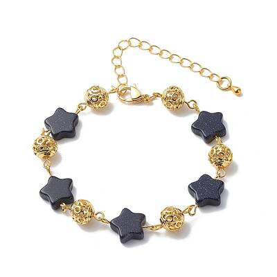 Star Synthetic Blue Goldstone Link Bracelets