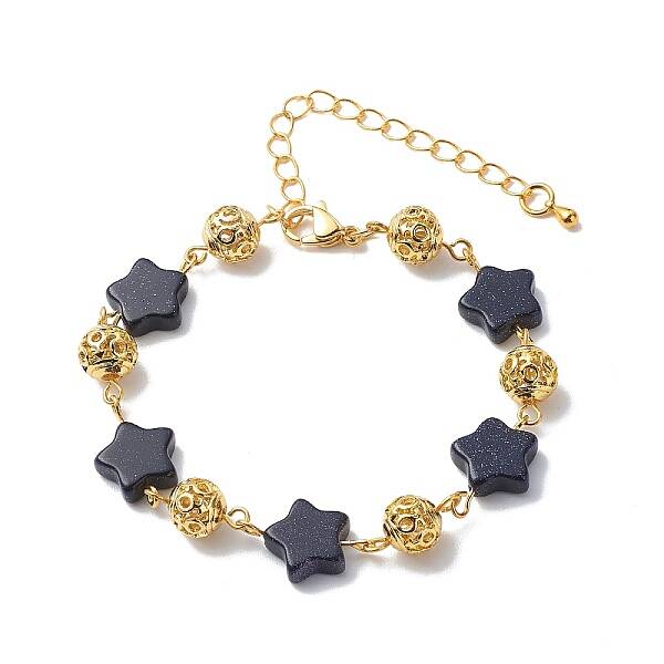 Star Synthetic Blue Goldstone Link Bracelets