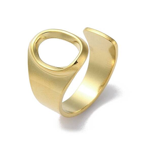 Real 18K Gold Plated 304 Stainless Steel Initial Letter Open Cuff Ring