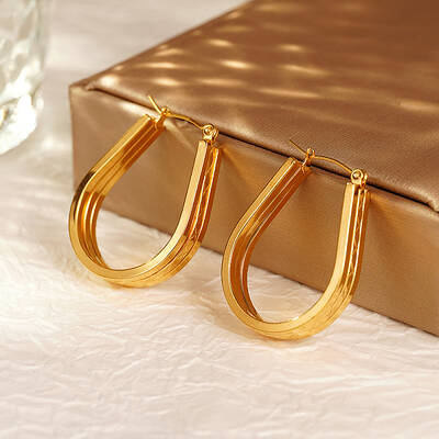 Elegant Stainless Steel U-shaped Triple-layer Hoop Earrings for Women