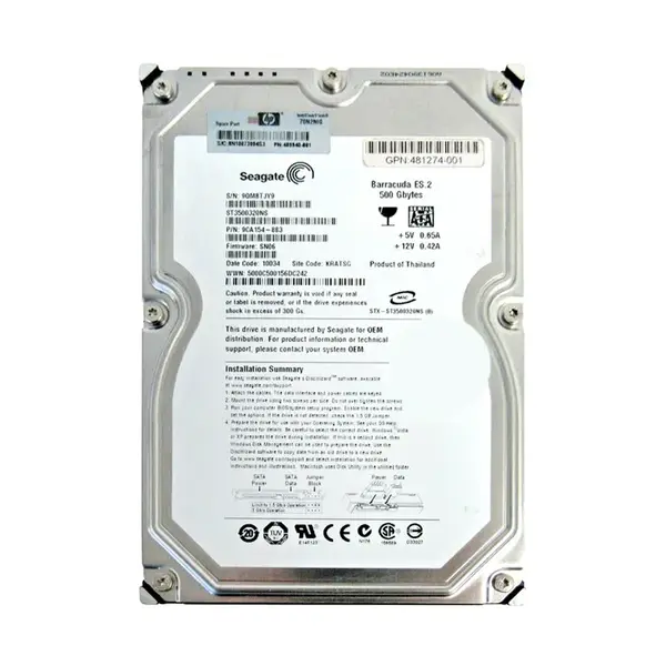 9CA154-883 Seagate BarraCuda ES.2 Series 500GB 7200RPM SATA 3Gb/s 32MB Cache 3.5-Inch Hard Drive