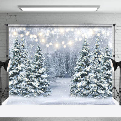 Heavy Snowy Pine Forest Bokeh Photo Winter Backdrop - Aperturee