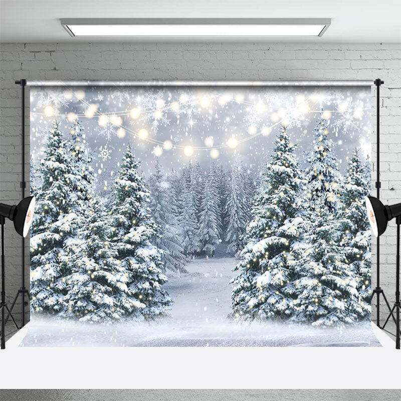 Heavy Snowy Pine Forest Bokeh Photo Winter Backdrop - Aperturee