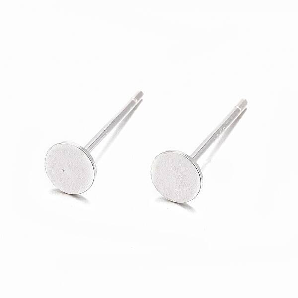 925 Sterling Silver Flat Pad  Stud Earring Findings