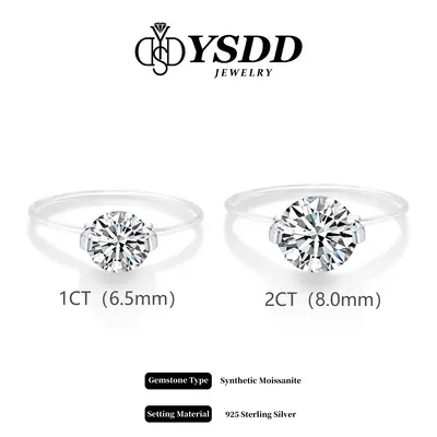 【#452 Invisible Ring】1-2CT Moissanite Enhanced Nylon Thread Band vvs Synthetic Moissanite Rings in 925 Sterling Silver In...