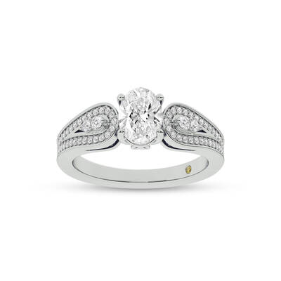 Cosma Mystical Oval Lab Grown Diamond Engagement Ring | 18K White Gold 1 1/4 CT. TW.