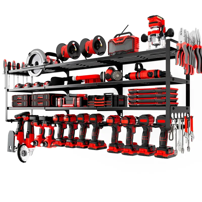 Nattydot Power Tool Organizer Wall,Cordless Drill Hanger Storage Rack 12 Drill Holder,4 Layers Heavy Duty Tool Storage Rack,A...