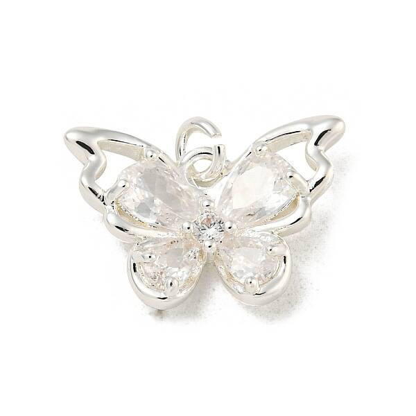 Brass Micro Pave Clear Cubic Zirconia Pendants