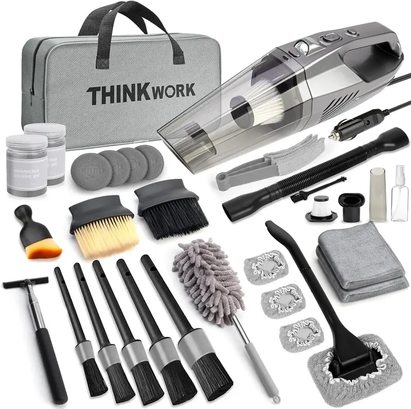 THINKWORK Car Cleaning Kit, Car Vacuum Kit, Car Detailing Kit Interior Cleaner, Gray Car Interior Cleaning Kit forA Men and W...