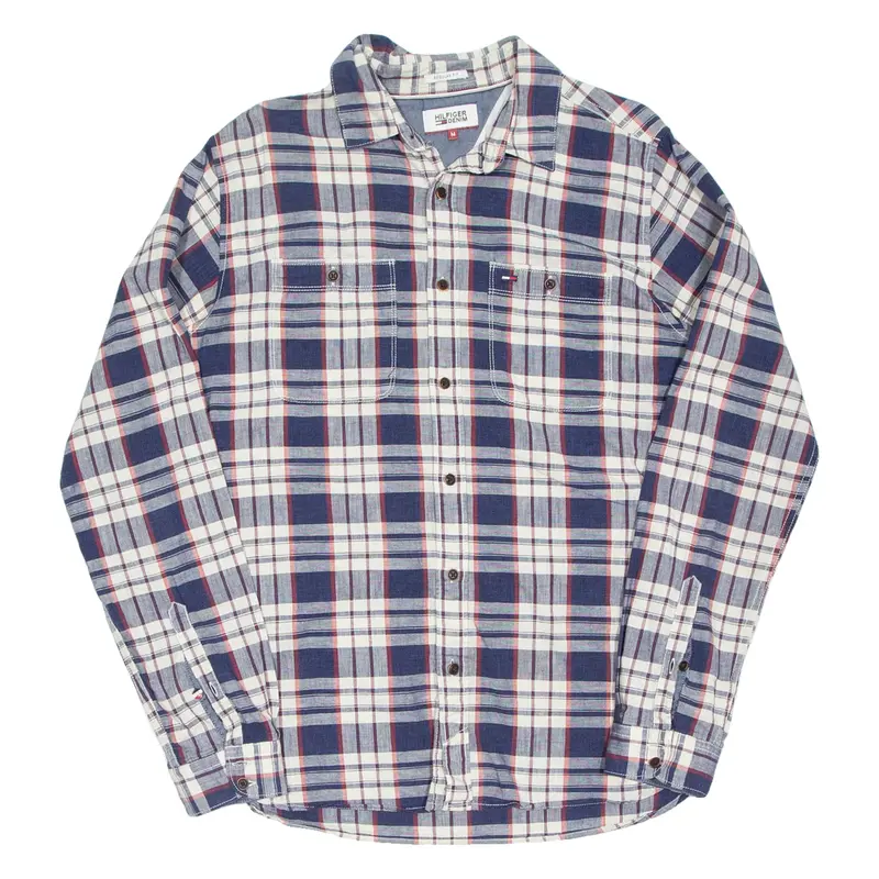 HILFIGER DENIM Mens Shirt Blue Check Long Sleeve M