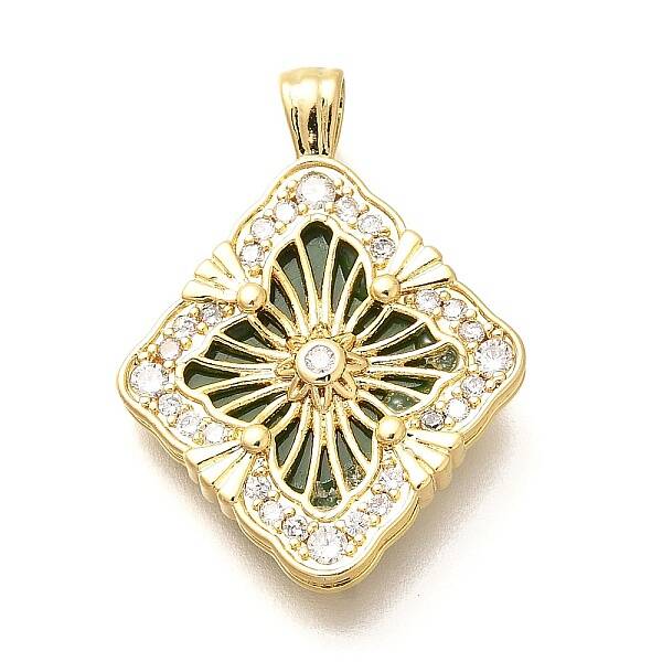 Brass Micro Pave Cubic Zirconia Acrylic Pendants