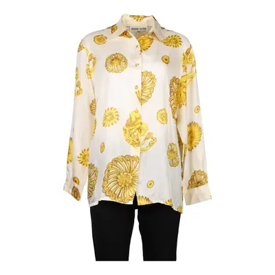 Unbranded Floral Patterned Shirt - Medium Cream Silk
