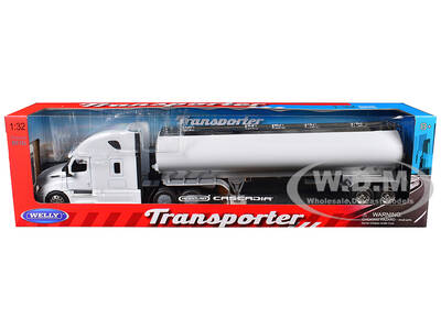 Freightliner Cascadia Truck White with White Tanker Trailer \