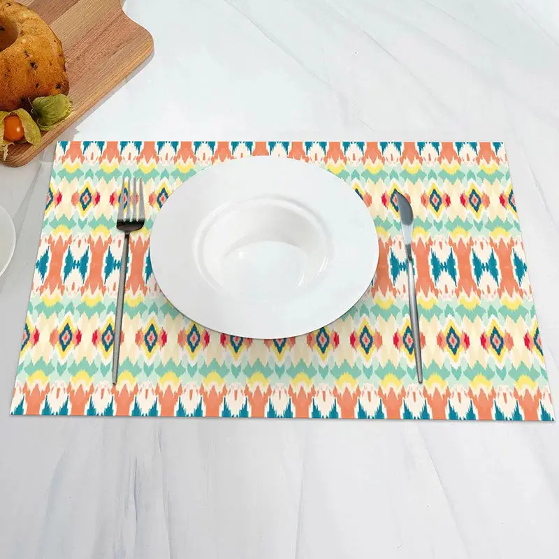 Colorful Seamless Pattern Dining Set Of 4 Placemats - Aperturee