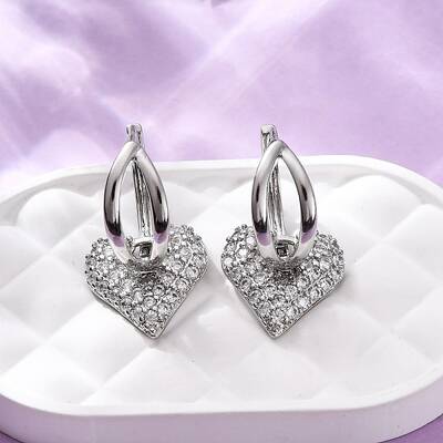 Brass Micro Pave Clear Cubic Zirconia Hoop Earrings